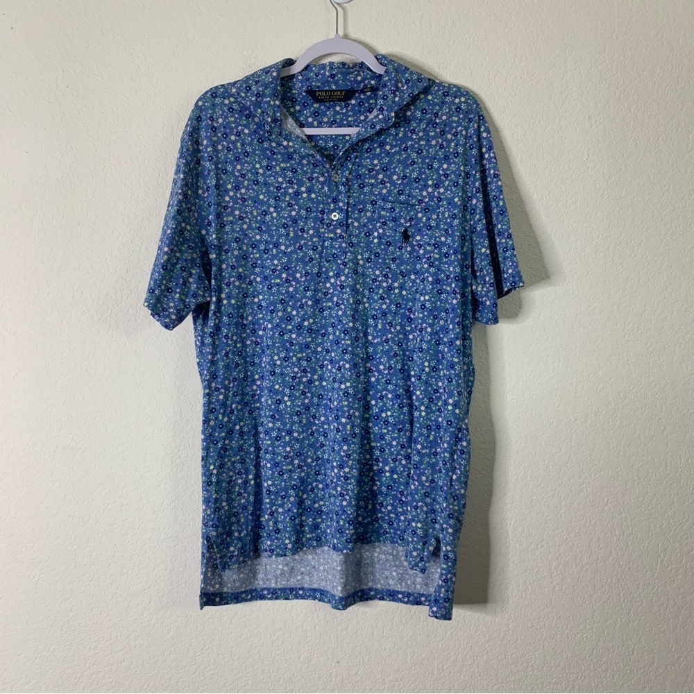 Polo golf Ralph Lauren Mens blue floral polo shirt M